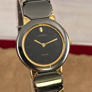 Vintage Lassale by Seiko Dress Watch 7/8 inch in Diameter  Gun Metal Gray Gold